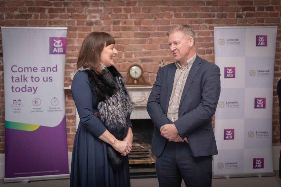 Michelle Gallagher, Limerick Chamber CEO together with Damien Garrihy of AIB welcomed a number of business representatives to our final member Mingle event held Dec 5th Limerick Chamber. #BackedbyAIB